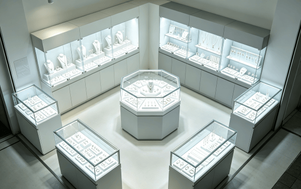 20平米银饰店展柜怎么布局好？源头展柜厂家分享